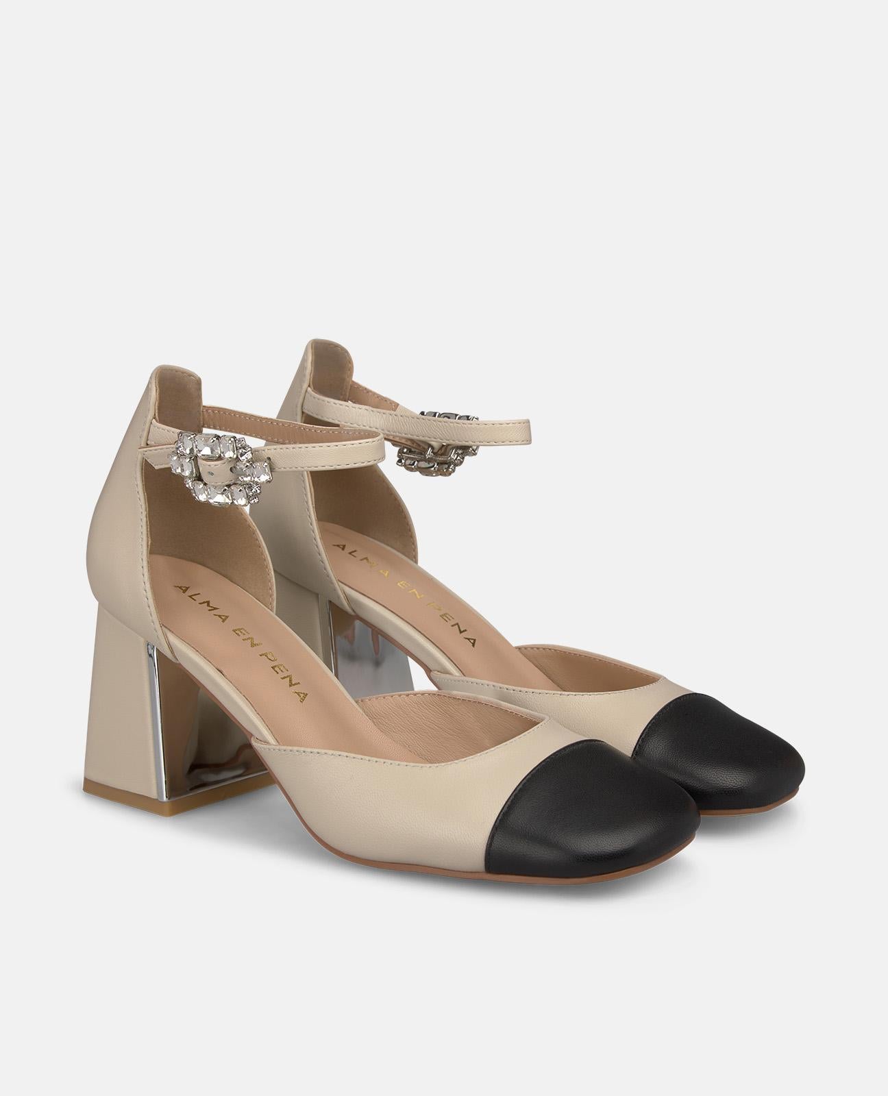 alma-en-pena-salon-contrast-damen-pumps-wei-mit-strass-schnalle-7-cm image 2