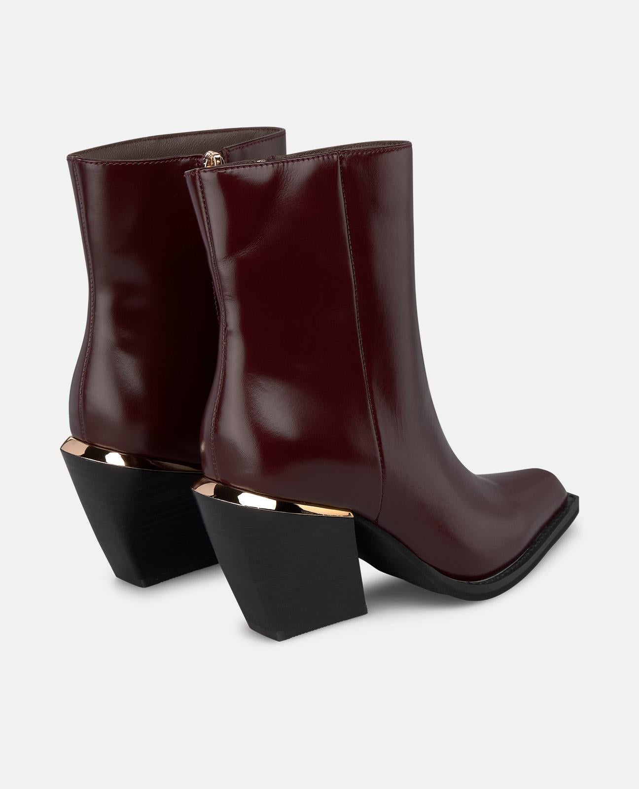 alma-en-pena-stiefelette-bordeaux-metallic-leder-blockabsatz-8-cm image 3
