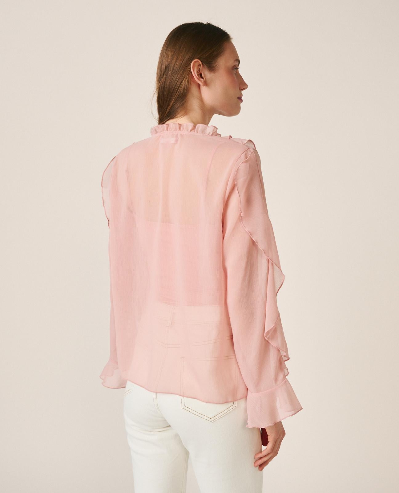 alma-en-pena-bluse-mit-r-schen-rosa-langarm-v-ausschnitt image 6