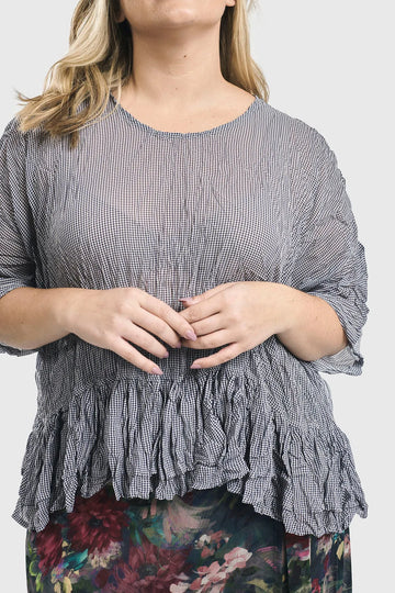 alembika-rhys-ruffled-blouse-gingham-cold-shoulder-bluse image 5