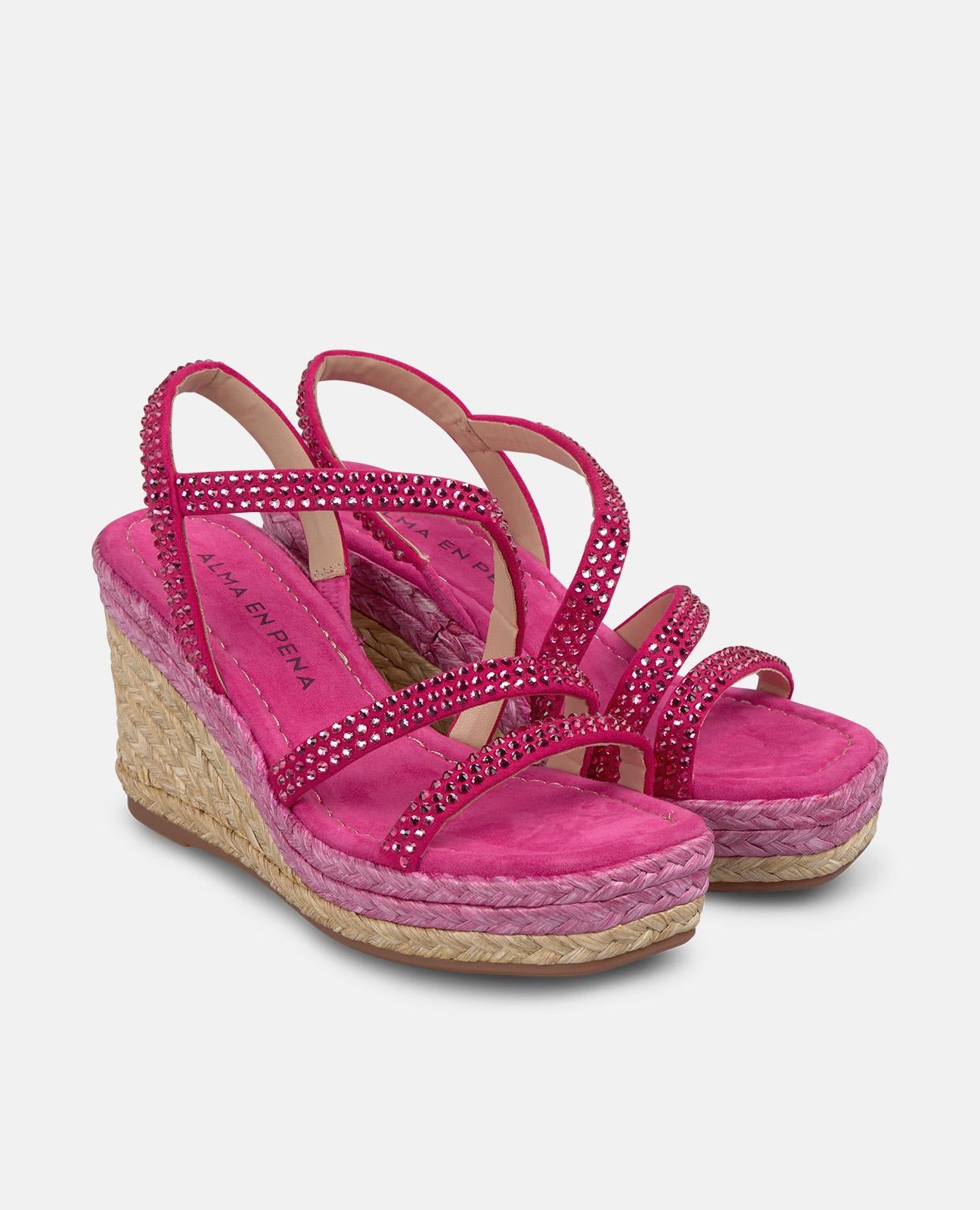 alma-en-pena-keil-sandale-strass-fuchsia-eckig-9-8-cm-keilabsatz image 2