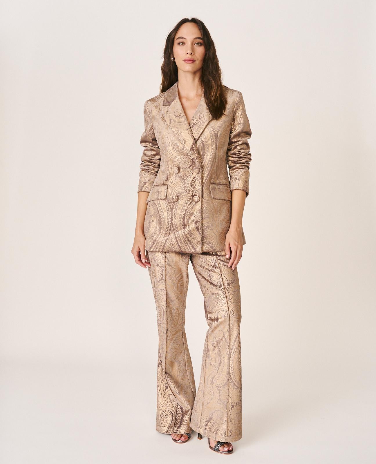 alma-en-pena-printed-flare-pants-gold-metallic image 2
