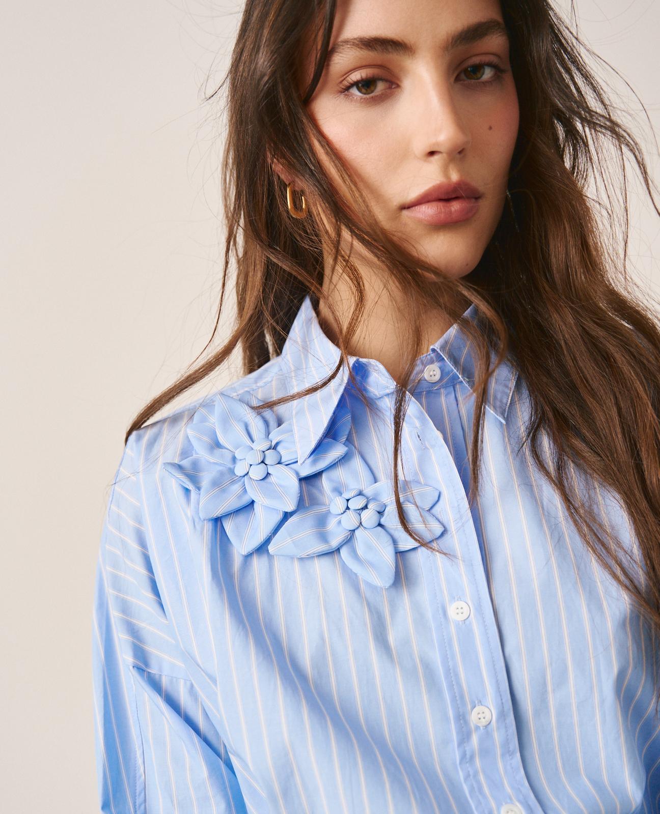 alma-en-pena-striped-shirt-flowers-streifenbluse-blau image 4