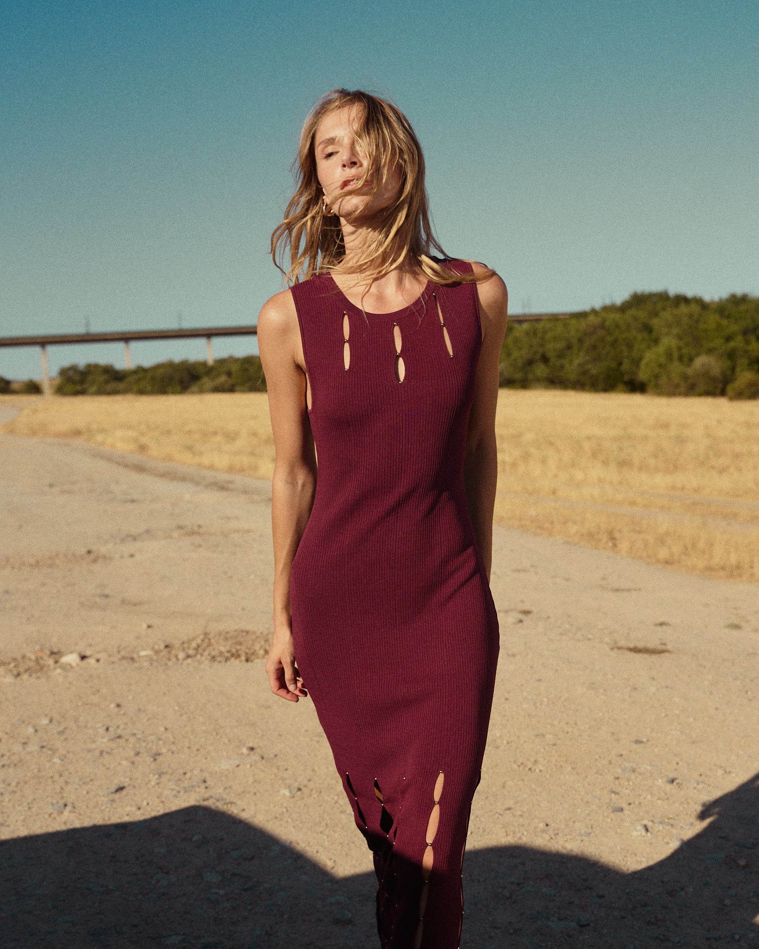 alma-en-pena-sleeveless-long-knit-dress-strick-maxikleid-bordeaux image 3