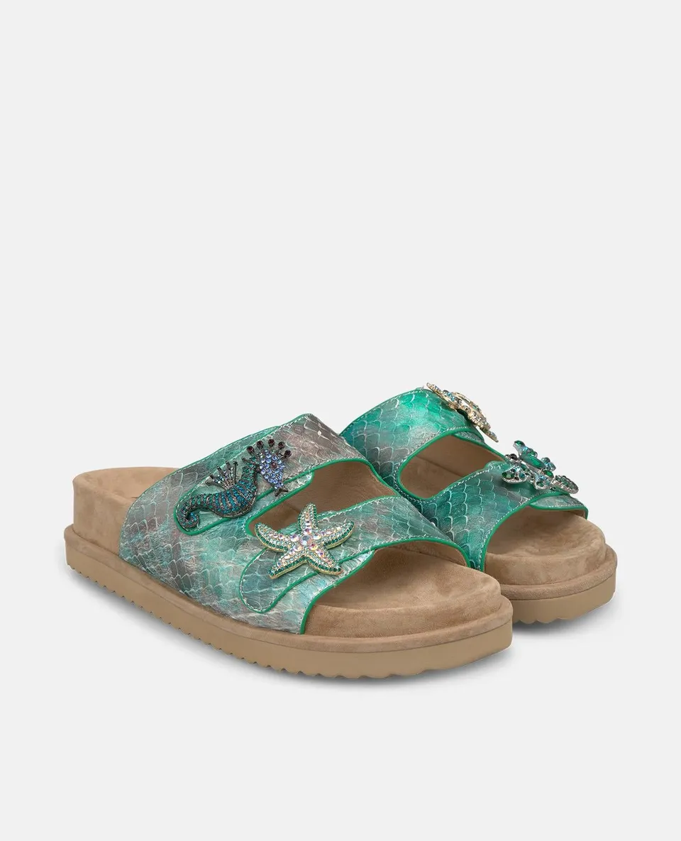 alma-en-pena-sansalia-snake-effect-buckle-t-rkise-plateau-sandale-3-cm image 1