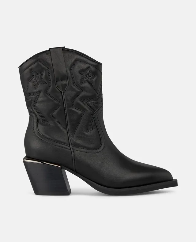 alma-en-pena-stiefelette-schwarz-7-cm-mit-stickabsatz-cowboy image 1