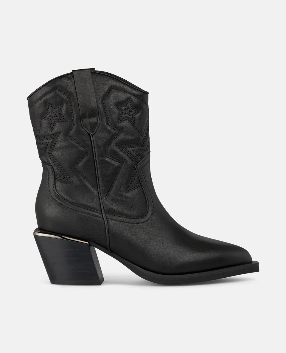 alma-en-pena-stiefelette-schwarz-7-cm-mit-stickabsatz-cowboy image 1