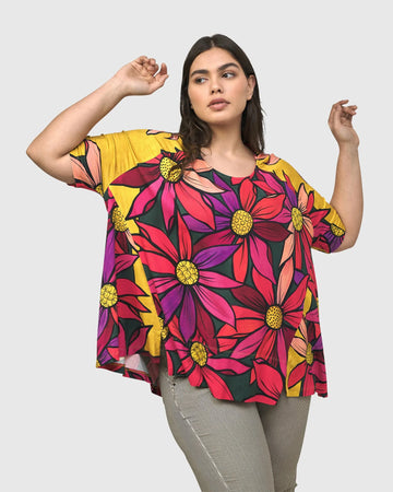 alembika-marigold-trapeze-top-bouquet-damen-tunika-a-linie image 4