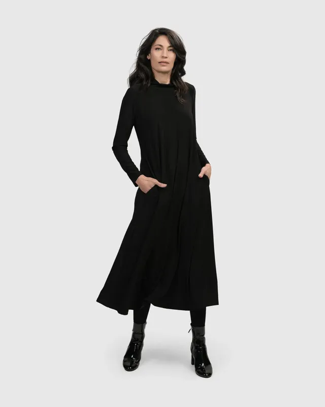 alembika-essential-a-line-dress-black-midi-a-linien-kleid-schwarz image 1