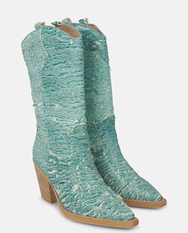 alma-en-pena-damen-halbstiefel-blau-stickerei-spitz-24-cm-schaft-8-cm image 1