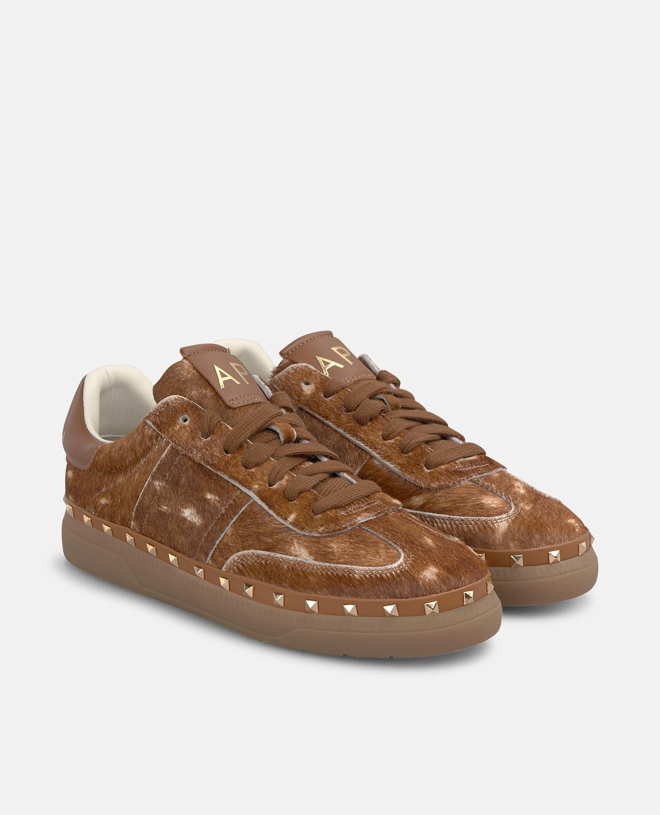 alma-en-pena-sneaker-mit-metallic-nieten-fell-gef-ttert-camel image 2