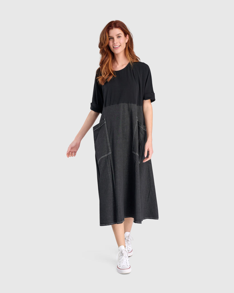 alembika-amelia-a-line-dress-jet-denim-jeans-maxikleid image 1