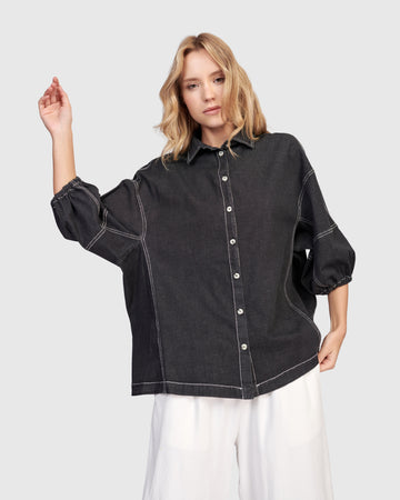 alembika-pippa-puff-bluse-black-denim image 8