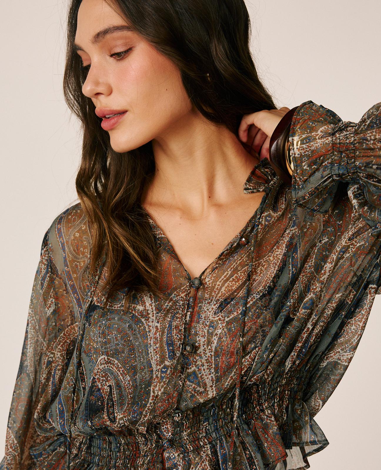 alma-en-pena-chiffon-blouse-with-ruffles-chiffonbluse-grau-mit-schleife image 4
