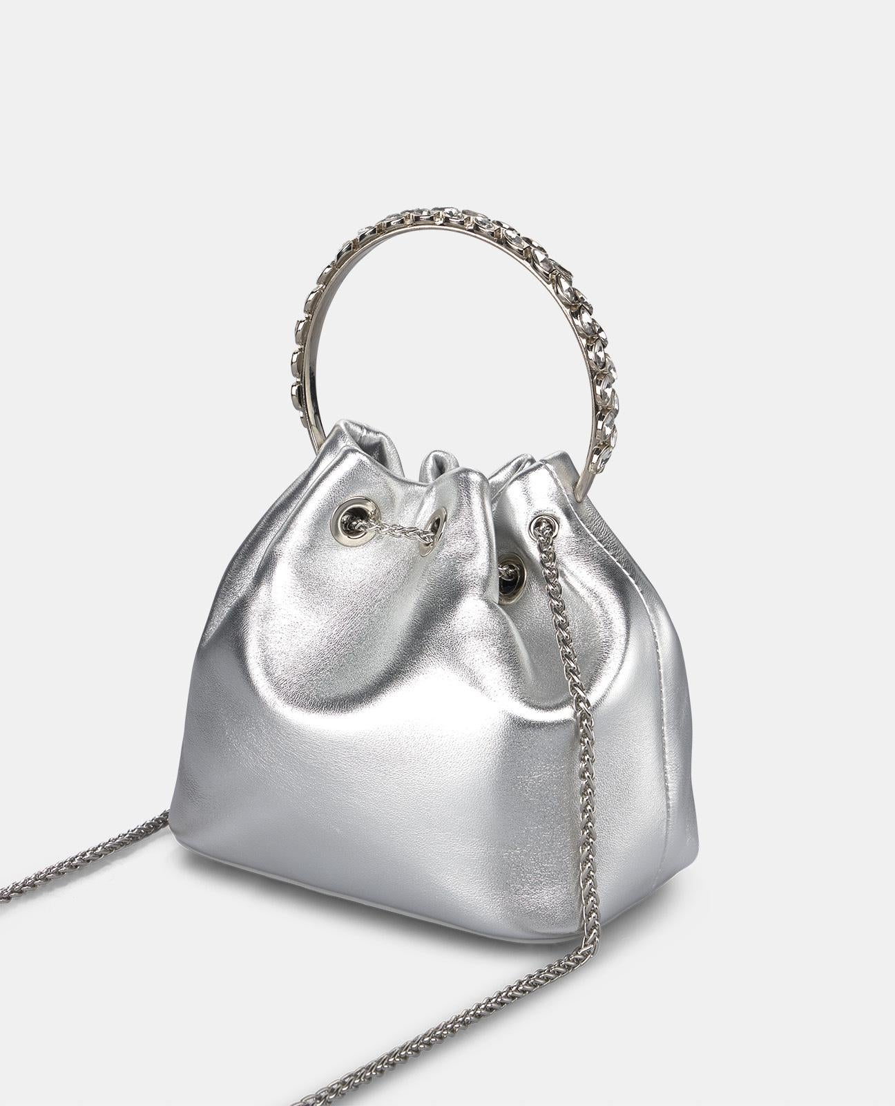 alma-en-pena-bowler-handtasche-mit-strass-griff-silber image 2