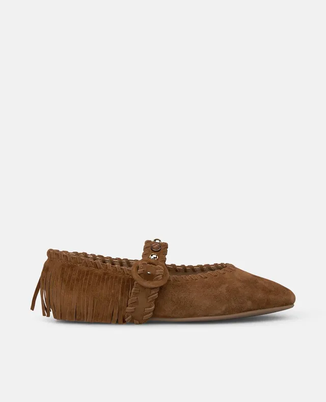 alma-en-pena-suede-dancing-ballerinas-mit-fransen-camel image 1
