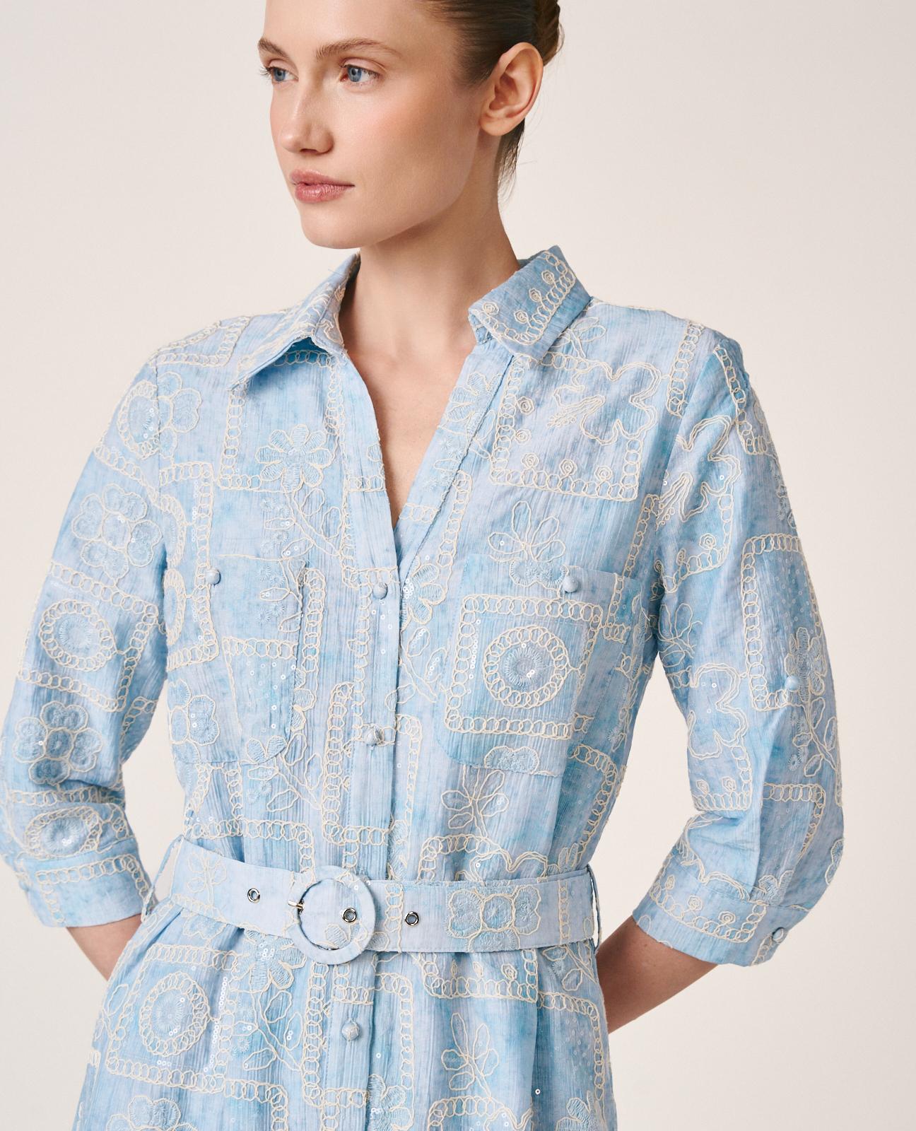 alma-en-pena-midi-kleid-stickerei-pailletten-blau-mit-raffia-g-rtel image 6