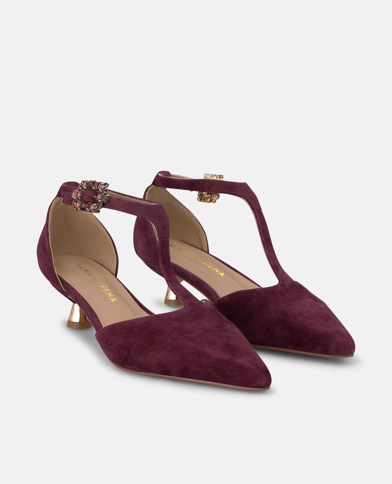 alma-en-pena-suede-pumps-bordeaux-mit-schnuller-riemen-4-cm-kitten-heel image 2