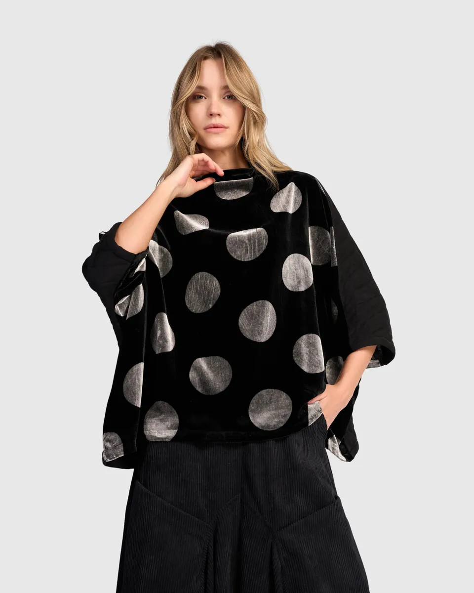 alembika-everyday-velvet-funnel-pullover-schwarz-silber-dot image 1