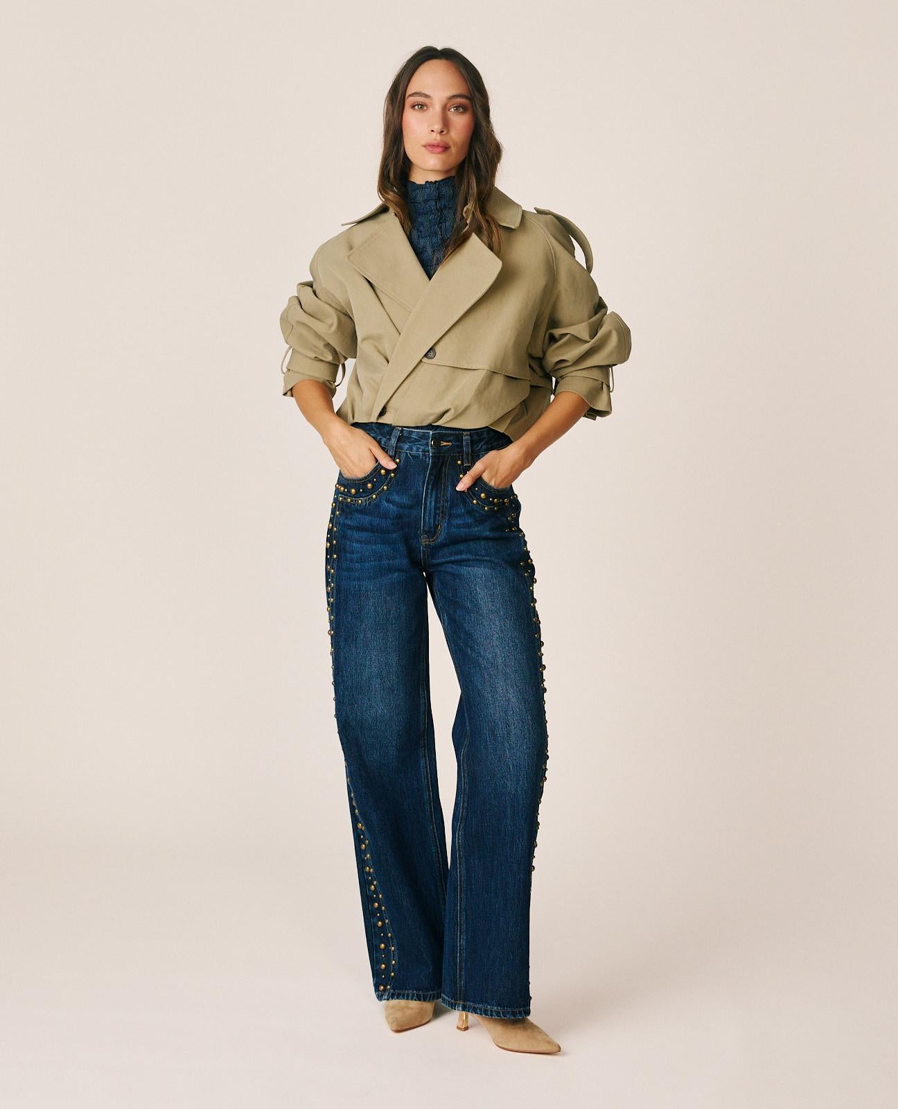 alma-en-pena-short-double-breasted-trenchcoat-beige-aus-baumwolle image 2