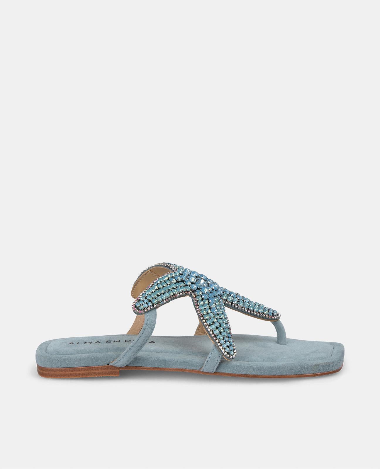 alma-en-pena-star-flat-sandal-flache-sandale-1-cm-in-blau image 1
