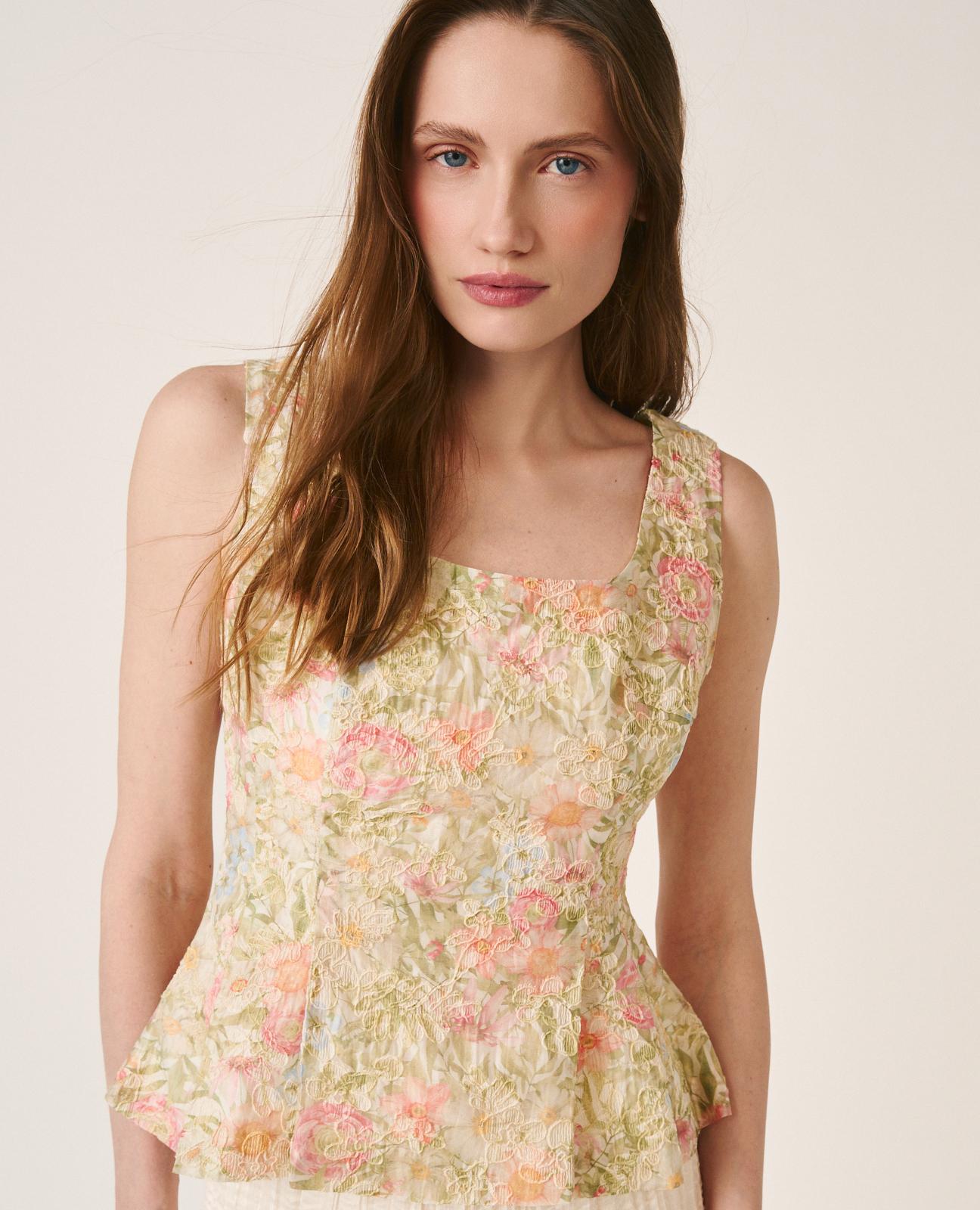 alma-en-pena-rmelloses-top-mit-blumendruck-und-peplum-gr-n image 5