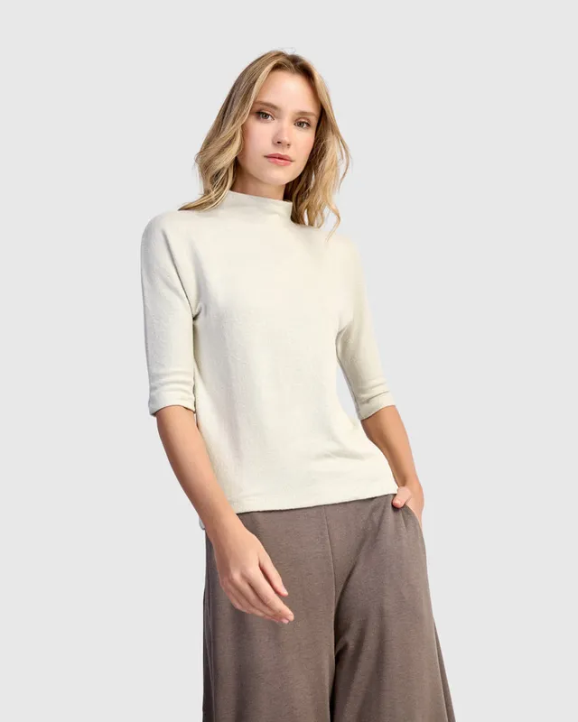 alembika-soft-knit-mockneck-shirt-cream image 1
