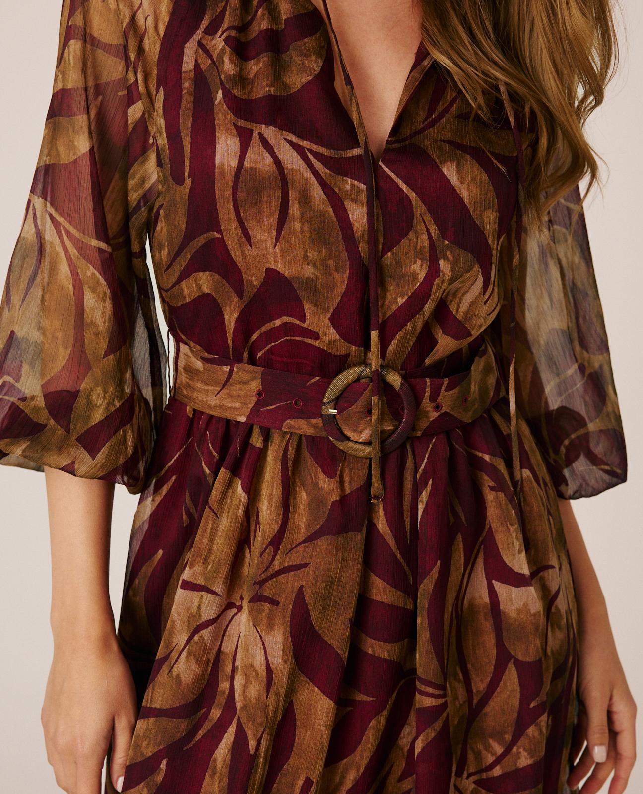alma-en-pena-floral-chiffon-midi-dress-midi-kleid-bordeaux image 6