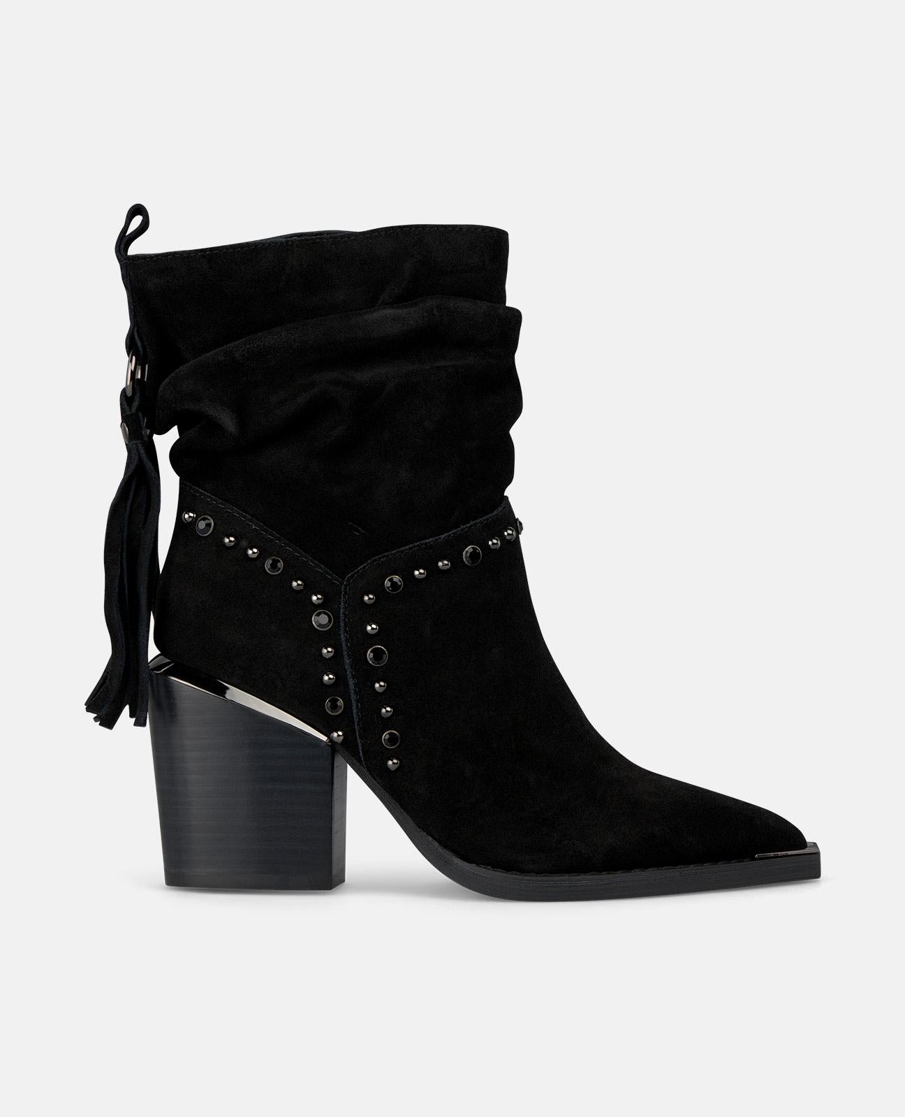 alma-en-pena-tassel-bootie-schwarze-cowboy-stiefeletten-mit-fransen-7-cm-absatz image 1