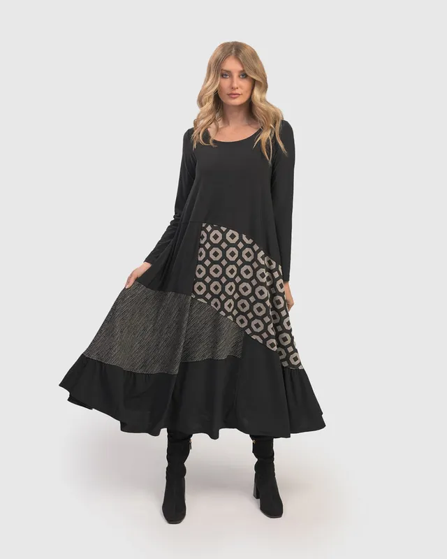 alembika-gabby-swing-kleid-black-graphite-maxi image 1