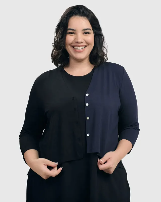 alembika-essential-2-tone-crop-cardigan-navy image 1