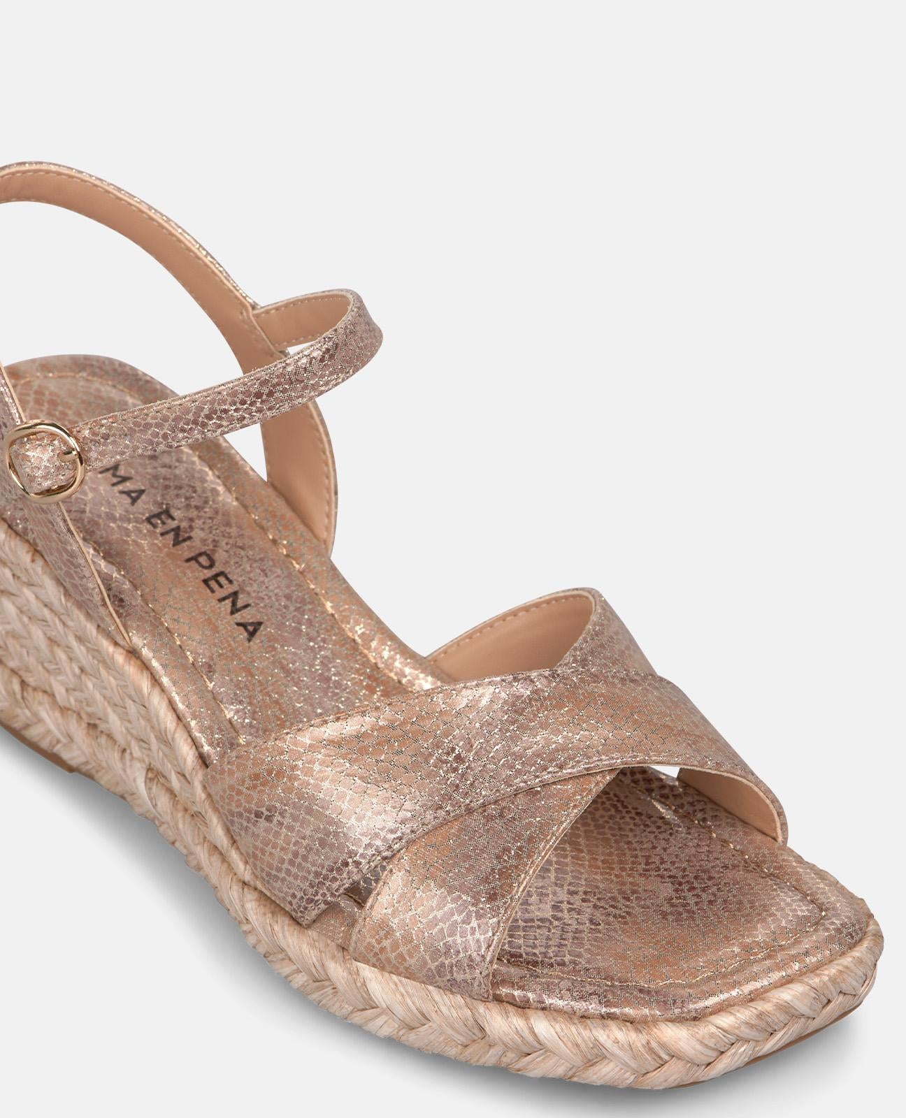 alma-en-pena-esparto-wedge-sandal-double-cross-strap-keilsandale-6-5-cm-in-camel image 4
