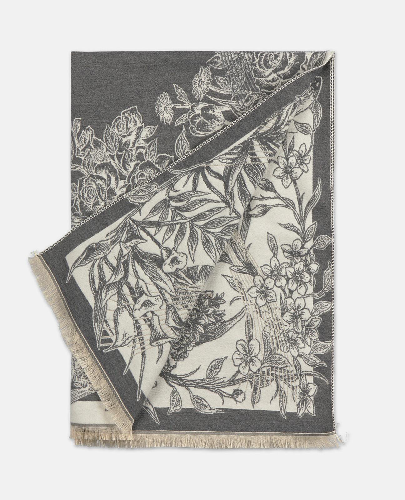 alma-en-pena-rechteckiger-schal-mit-blumenprint-grau image 1