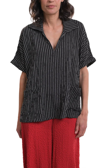 alembika-pinstripe-polo-top-schwarz-nadelstreifen image 4