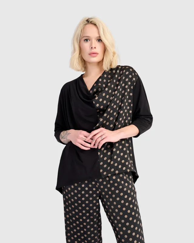 alembika-coupe-drapiert-top-schwarz-bronze-dots image 1