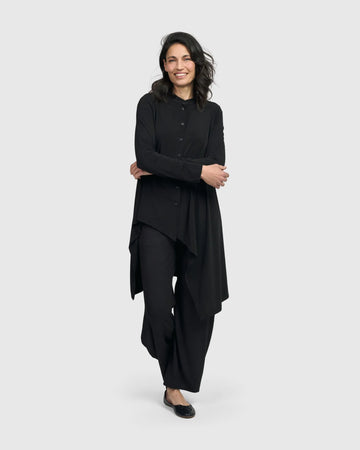alembika-essential-hi-lo-button-down-top-schwarz image 2