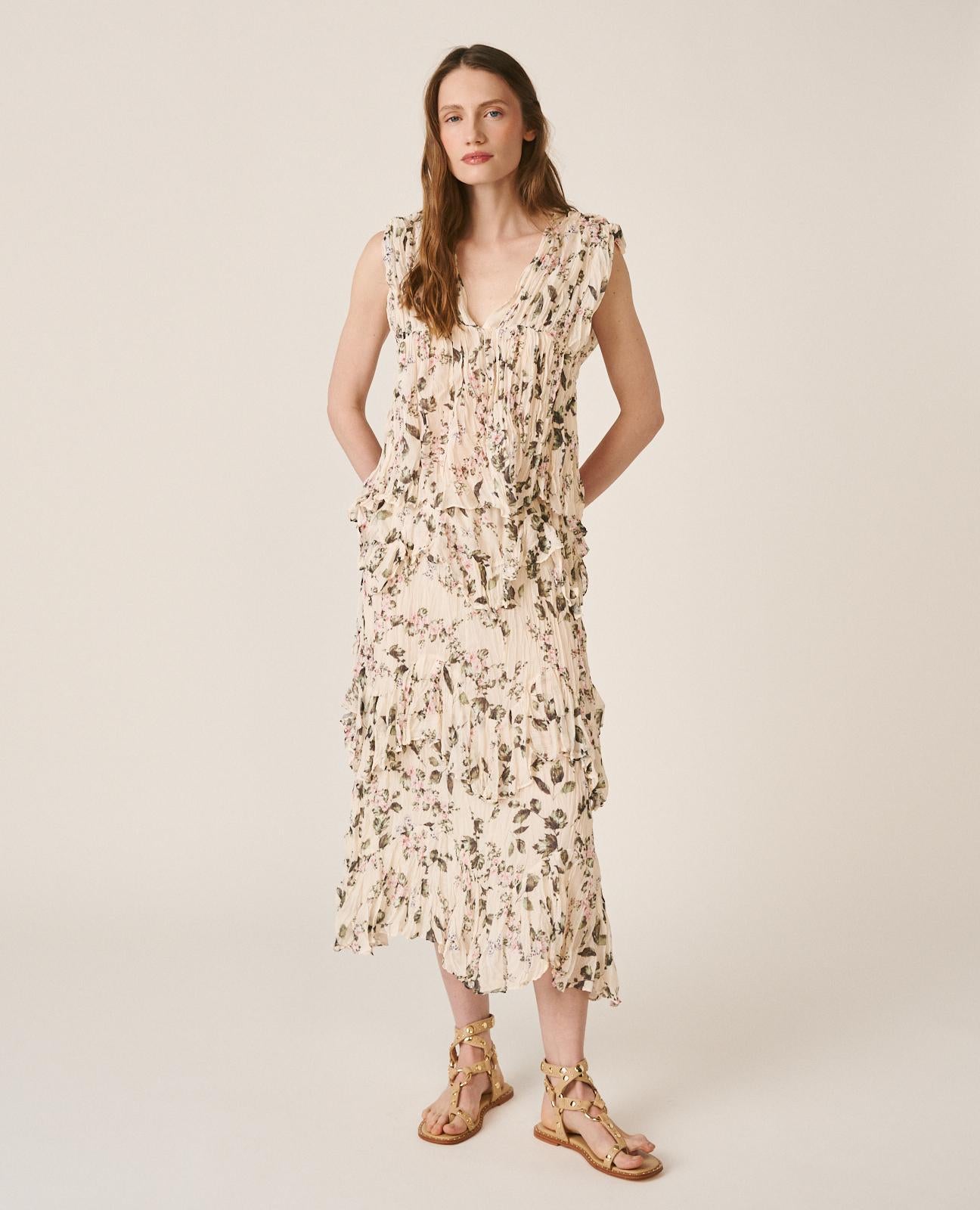 alma-en-pena-flowy-midi-rock-gr-n-blumen-elastikbund image 1