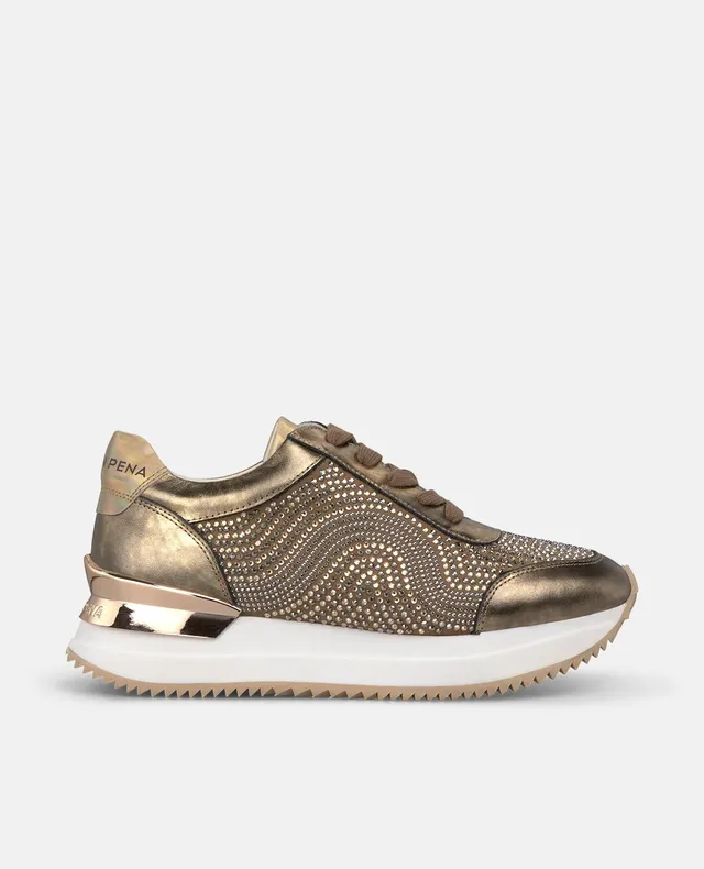 alma-en-pena-sneaker-mit-strass-print-bronze-plateau-4-5-cm image 1