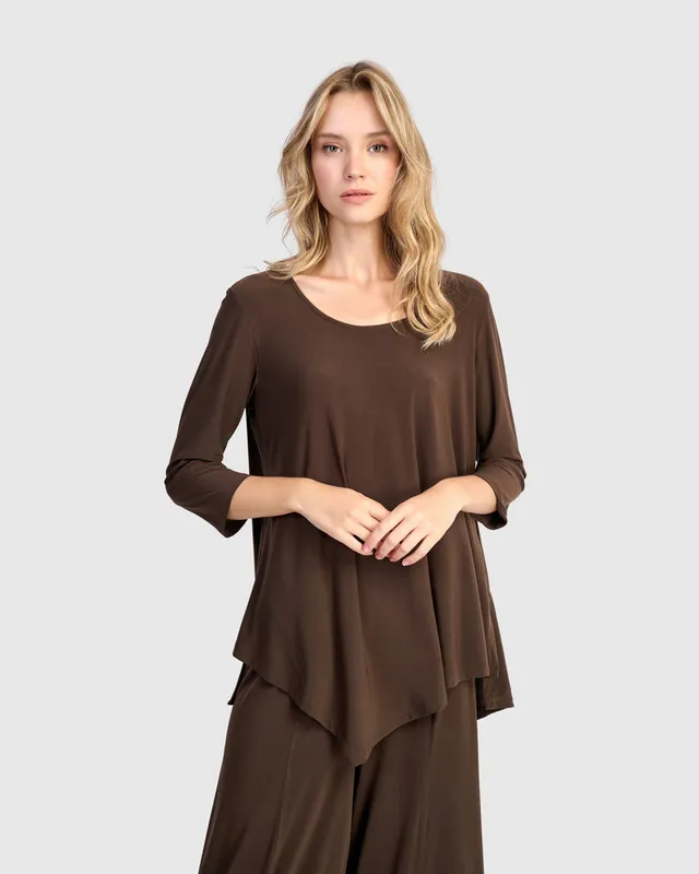 alembika-essential-slinky-point-hem-top-sepia image 1