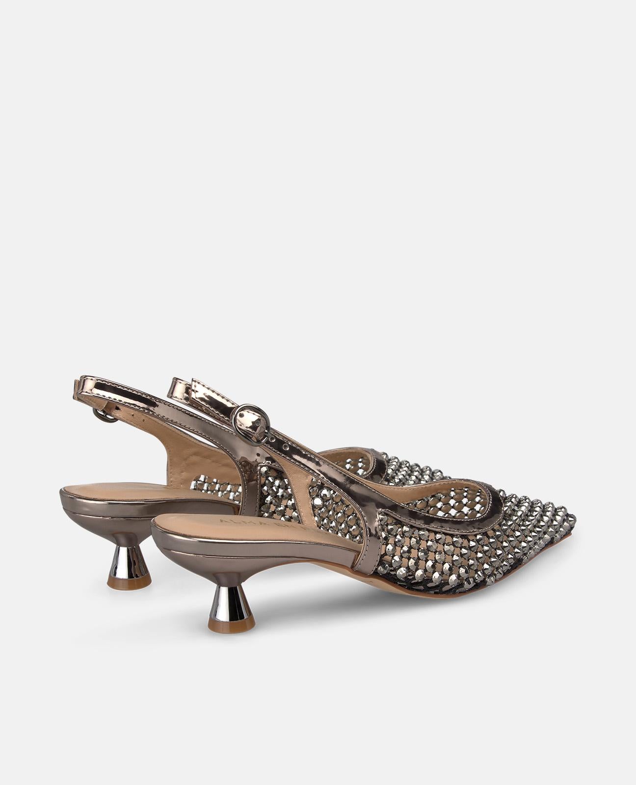 alma-en-pena-metallic-mesh-slingpumps-mit-strass-kitten-heel image 4