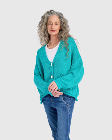 alembika-simply-slouchy-cardigan-strickjacke-t-rkis image 3