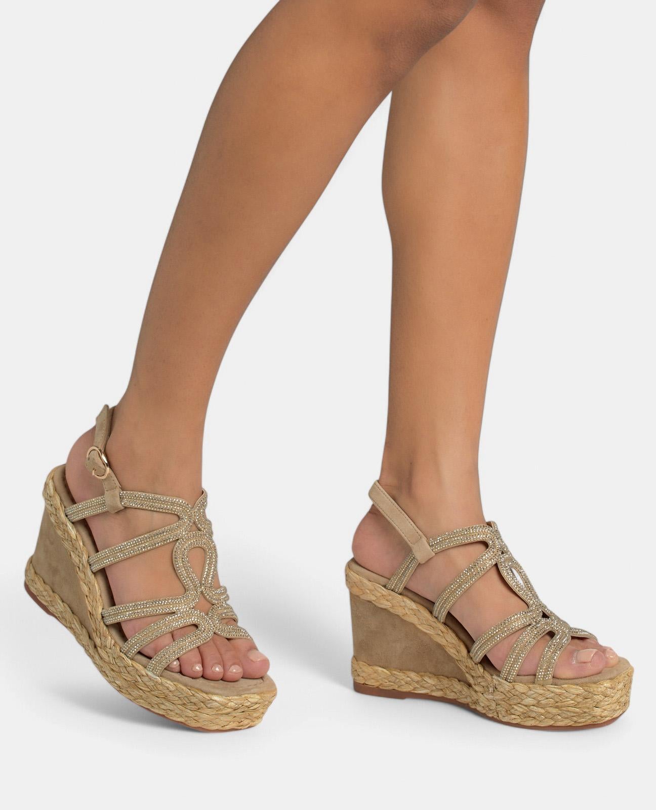 alma-en-pena-keilsandalen-cross-strap-strass-sand-9-8-cm image 6