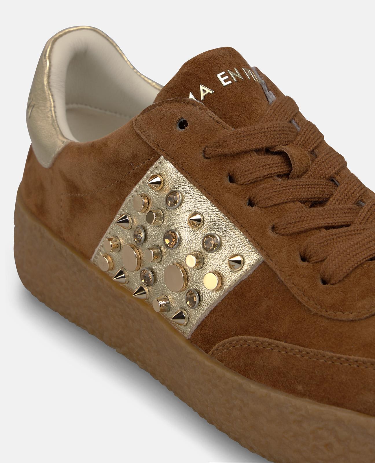 alma-en-pena-sneaker-suede-mit-strass-braun image 4