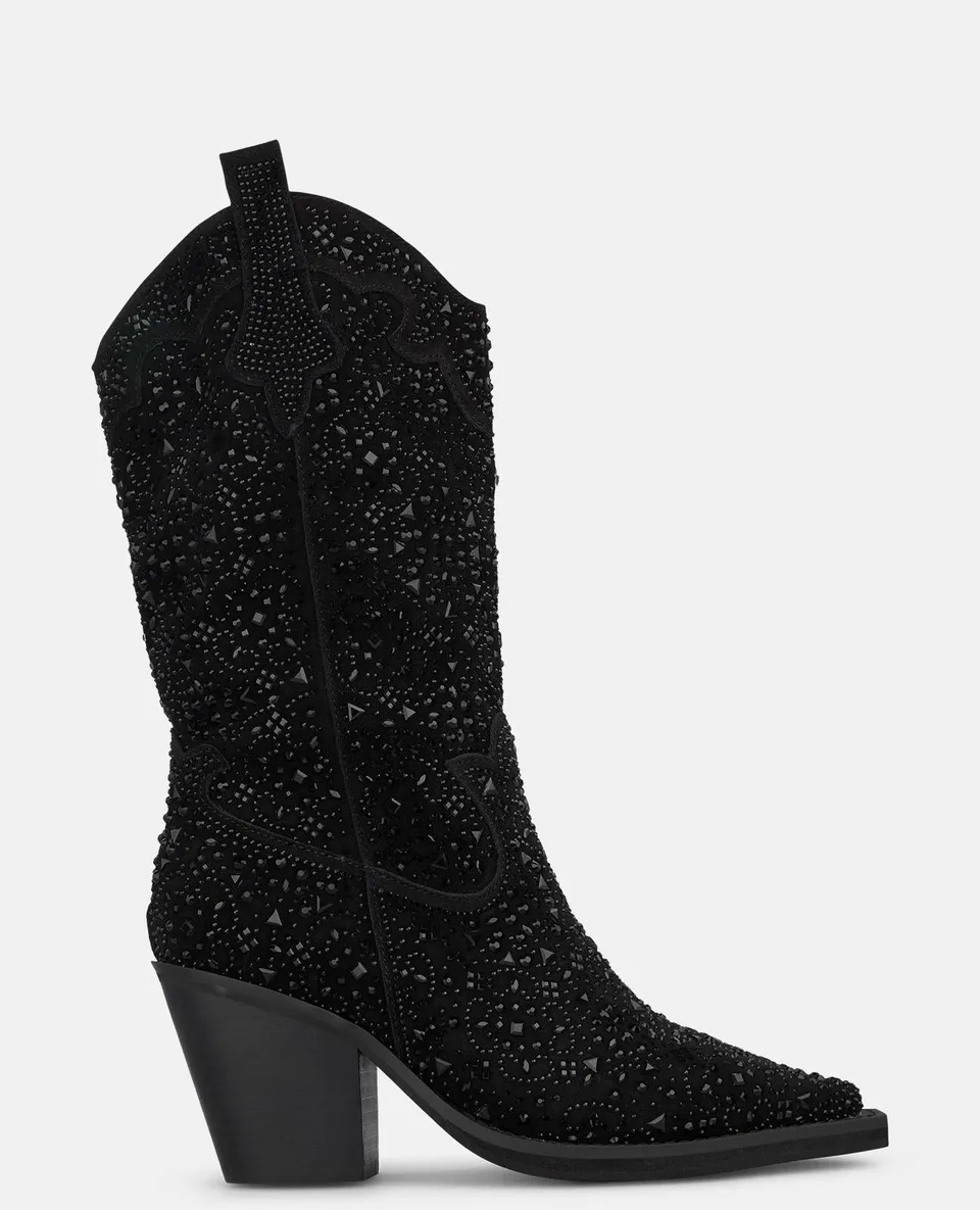 alma-en-pena-cowboy-stiefeletten-mit-strass-schwarz-8-cm image 1