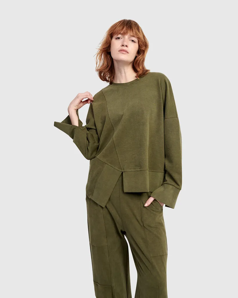 alembika-urban-sirocco-crewneck-top-olive image 1