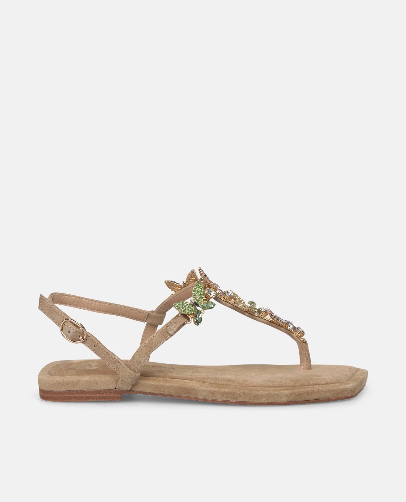alma-en-pena-flache-t-riemen-sandalen-arena-mit-strass image 1