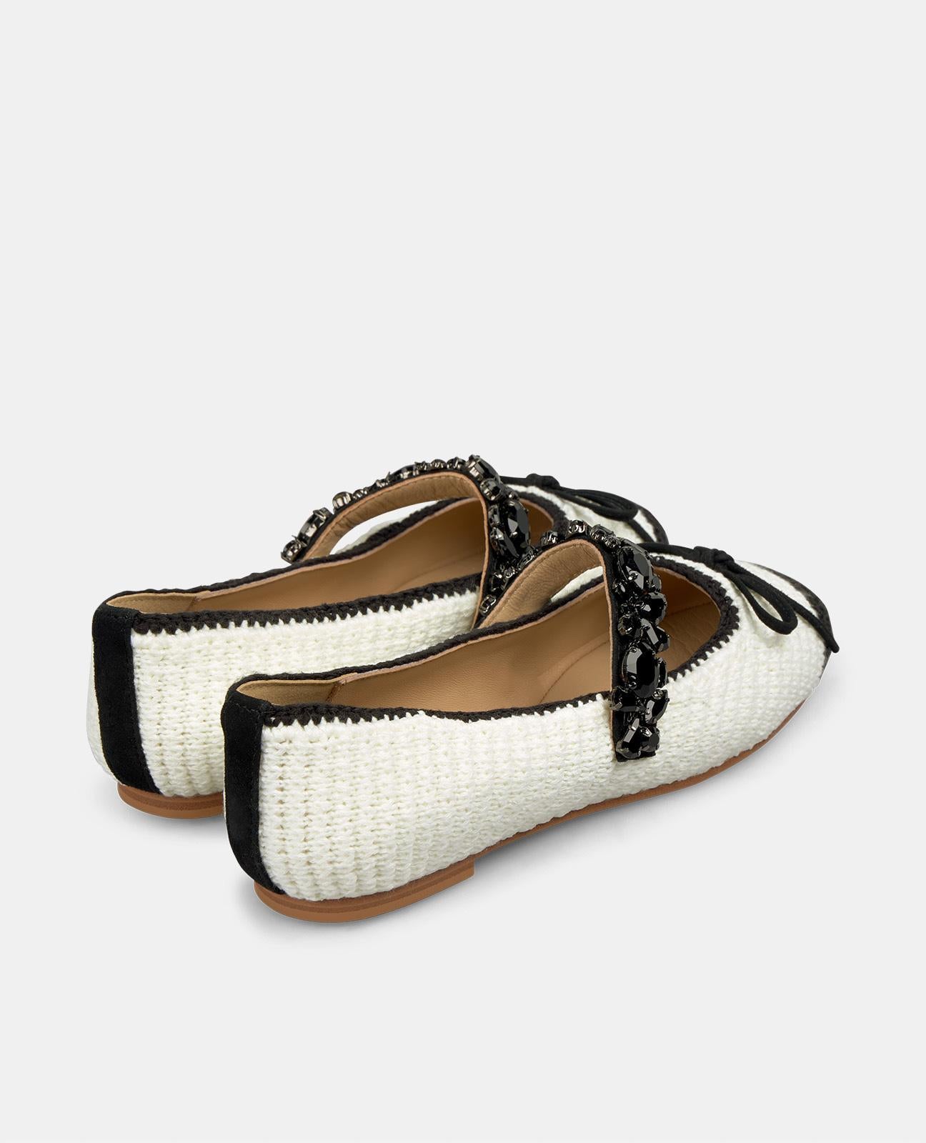 alma-en-pena-tweed-ballerina-damen-ballerina-wei-mit-strassriemchen image 3