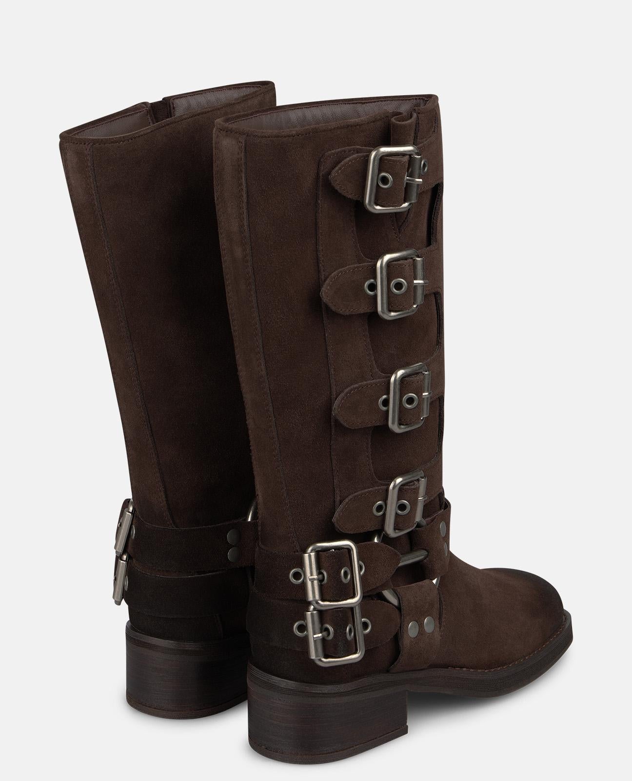 alma-en-pena-biker-stiefel-aus-velours-braun-4-5-cm image 3