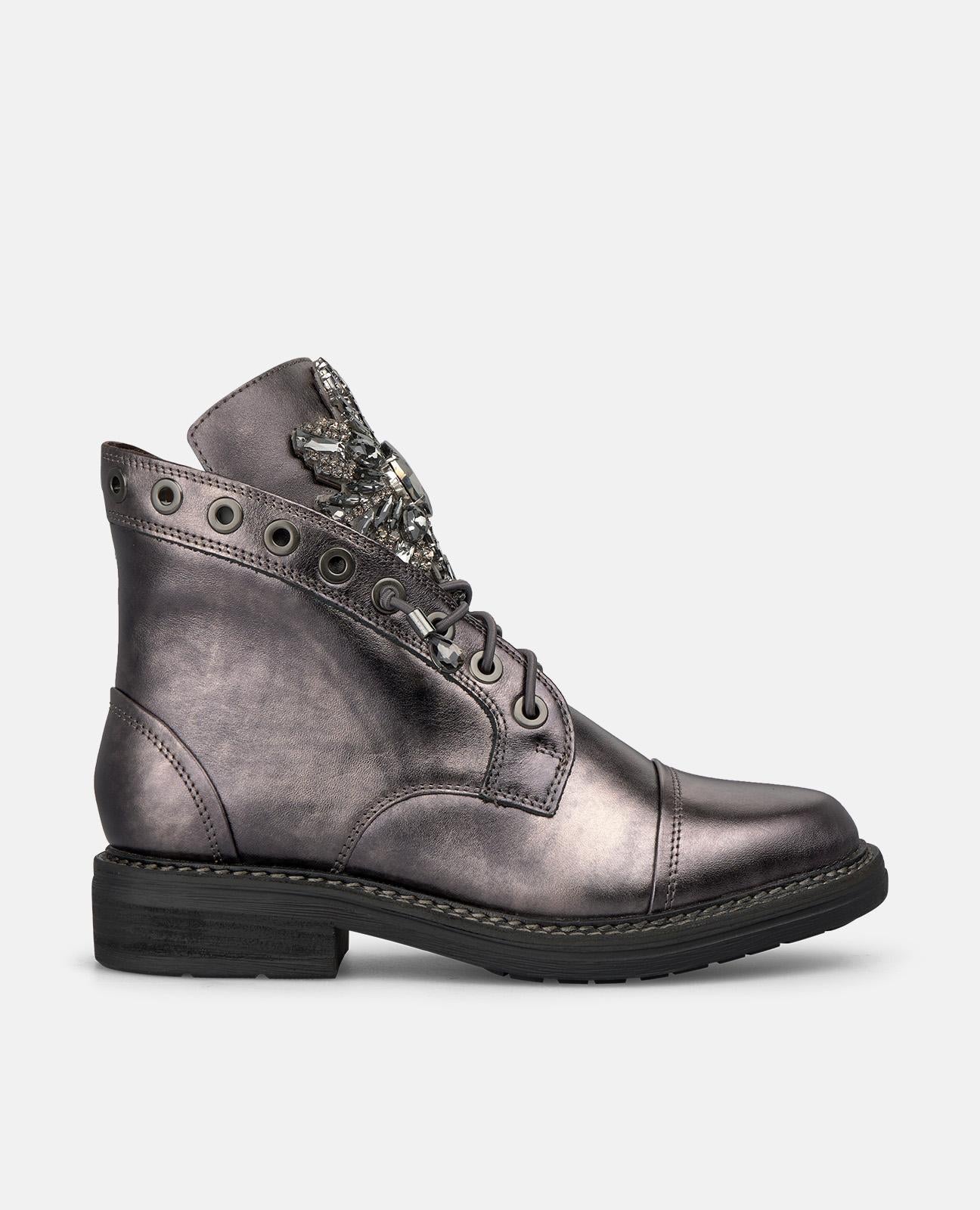 alma-en-pena-military-schn-rstiefelette-grau-3-cm-mit-strassblume image 1