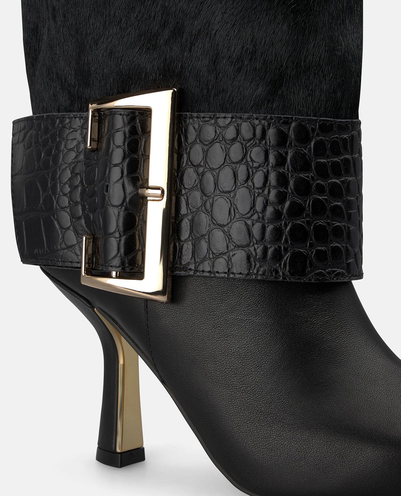 alma-en-pena-leder-stiefel-schwarz-fell-animal-print-8-5-cm image 4